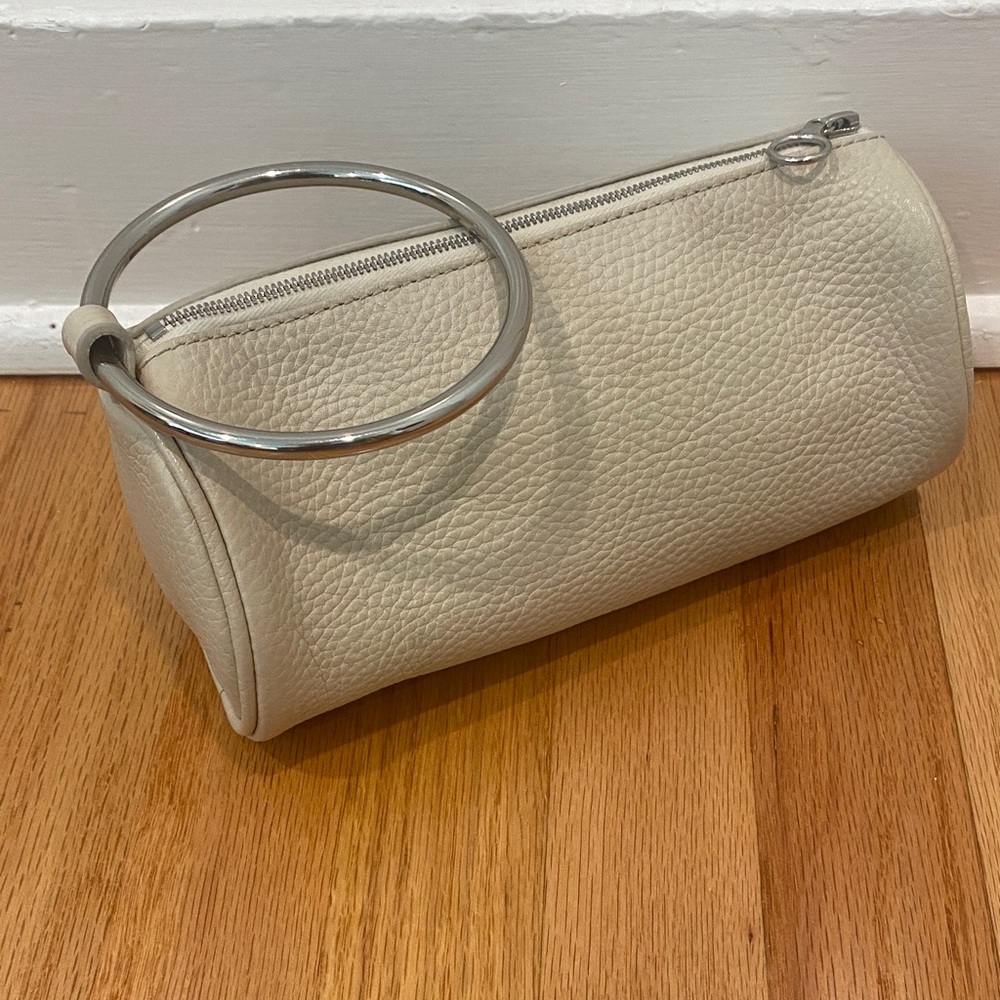 KARA Cream Leather Clutch Wristlet